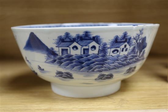 Two 19th century Chinese blue and white bowls 8.5 & 9.5in.